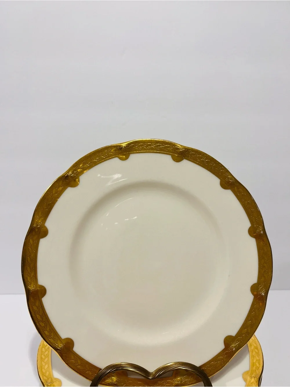 Antique Theodore Haviland New York Made in America Gold Encrusted 6 Salad Plates
